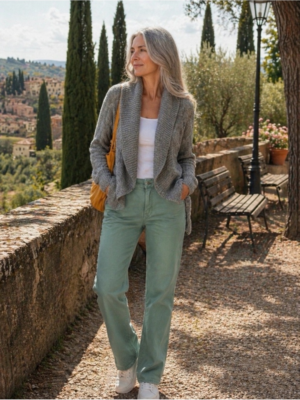 Soma Gray Cable-Knit Shawl Collar Cardigan Sweater